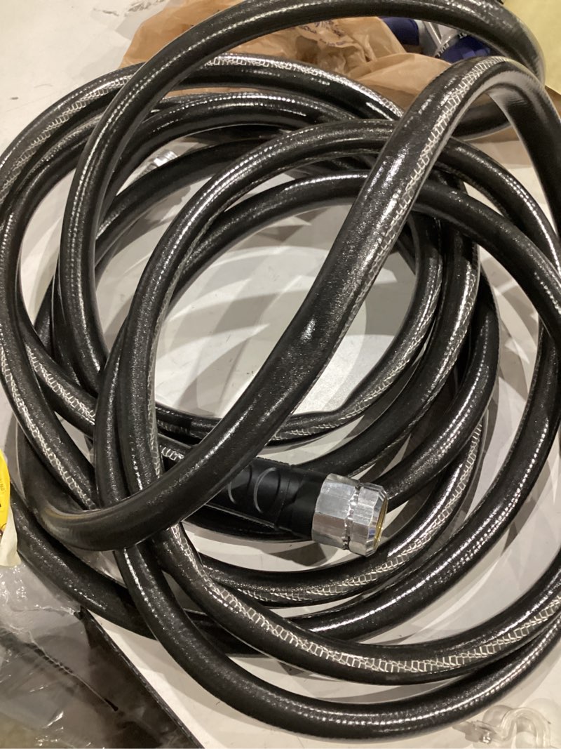Condition photo showing Good Condition for 50ft 5/8 heavy duty rubber garden hose - 200psi working, 1000psi burst - hot/cold water - five-layered braiding for durability - versatile for gardening, agriculture, construction(black)