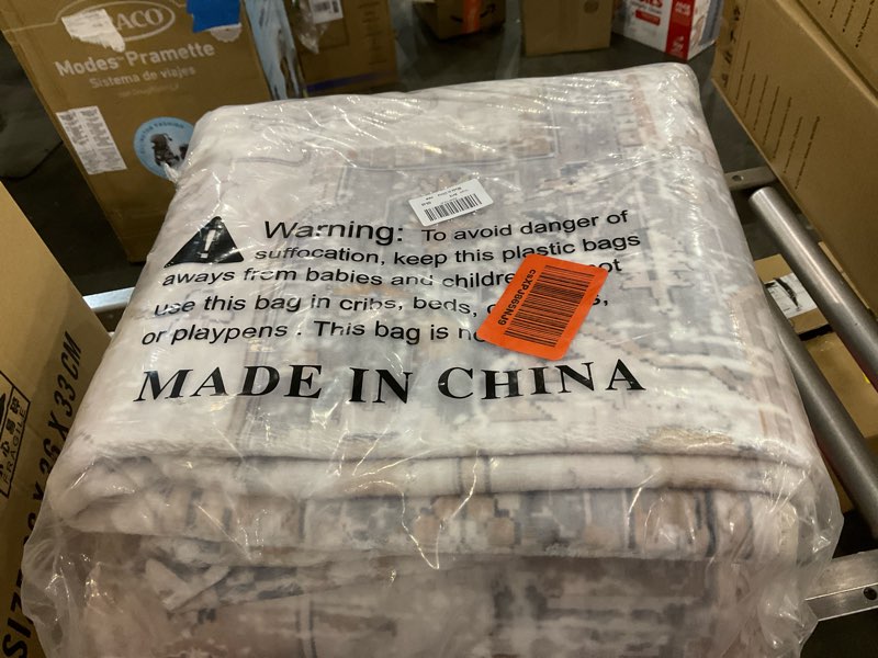 Condition photo showing As Is for Living Room Area Rugs Boho Washable Vintage Taupe Dusty Blue 8x10 Neutral Modern Non Slip Carpet for Nursery Dining Room Bedroom Farmhouse Taupe 8'x10’