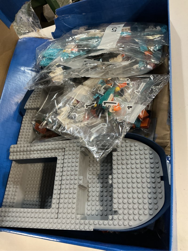 Condition photo showing Good Condition for lego city arctic explorer ship 60368 building toy set, fun toy gift for 7 year old boys and girls, with a floatable boat, helicopter, dinghy, rov sub, viking shipwreck, 7 minifigures and an orca standard packaging