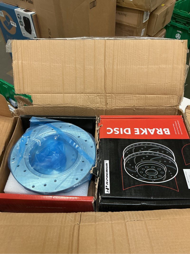 Condition photo showing New/Like New for A-Premium Front and Rear Drilled and Slotted Disc Brake Rotors Compatible with Select Honda Models - Accord 2003 2004 2005 2006 2007 L4 2.4LL, LX, EX Models Only, 4-PC Set F&R Drilled and Slotted