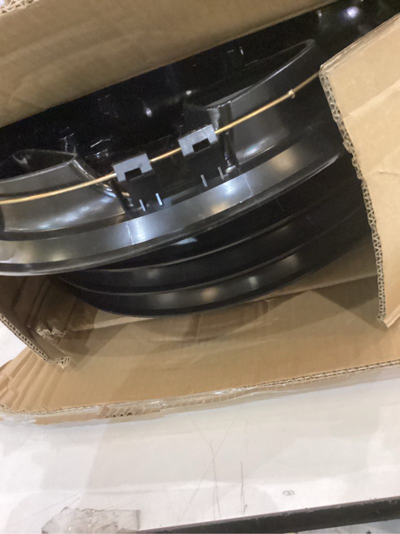 Condition photo showing As Is for 16 Inch Hubcaps for 1992-2014 Ford E150 E250 E350 Van 8 Lug Steel Wheel, ABS Black Wheel Covers Hubcap Replacement for 92-14 Ford E Series Van Set of 4 Glossy Black