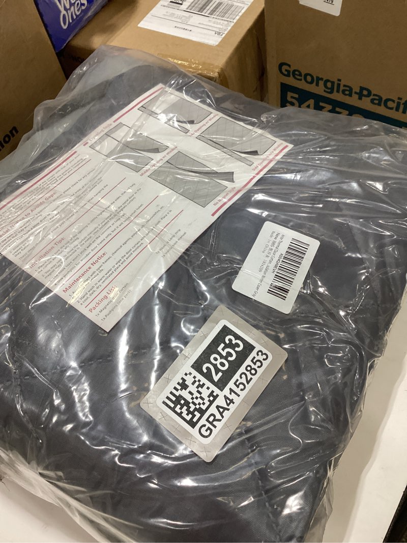 Condition photo showing New/Like New for magnetic thermal insulated door curtain, 72 x 80 inch winter door cover curtain size 76 x 82 waterproof thick insulation blanket, side opening, gray gray fit door size 72x80