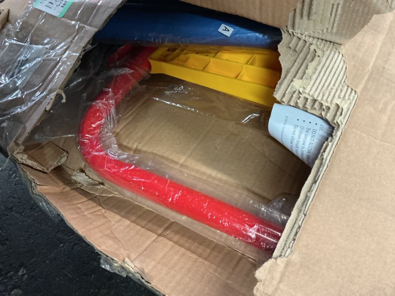 Condition photo showing As Is for Kid's Metal Rocking Seesaw Teeter Totter with Handlebars, Weather Resistant Backyard Playground Equi