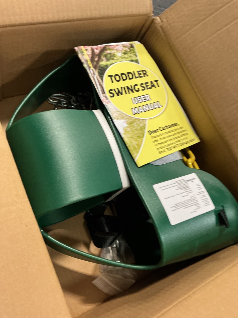 Condition photo showing Good Condition for high back full bucket toddler swing seat with 3- point adjustable safety harness, 66 inch detachable chain,suitable for babies aged 6-24 months?baby swing for swingset (green)