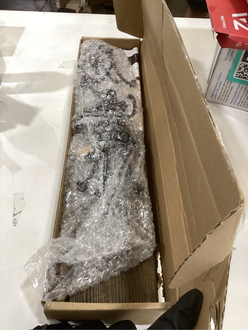 Condition photo showing Good Condition for IBosins Wall Mounted Coat Rack with 10 Decorative Hooks, 34'' Long, Old Wood Color Coat Hanger, Rustic Coat Hooks Rail for Entryway Living Room Coat Scarf Bag Towel Hat Old Wood Plate & Black Tri-Hook 1 Item-10 Hooks