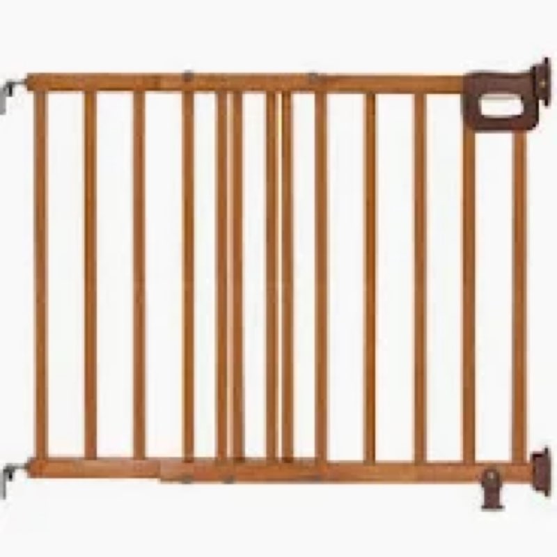 ingenuity wood banister & stair safety pet and baby gate, 32"-48" wide, 33" tall, install banister t