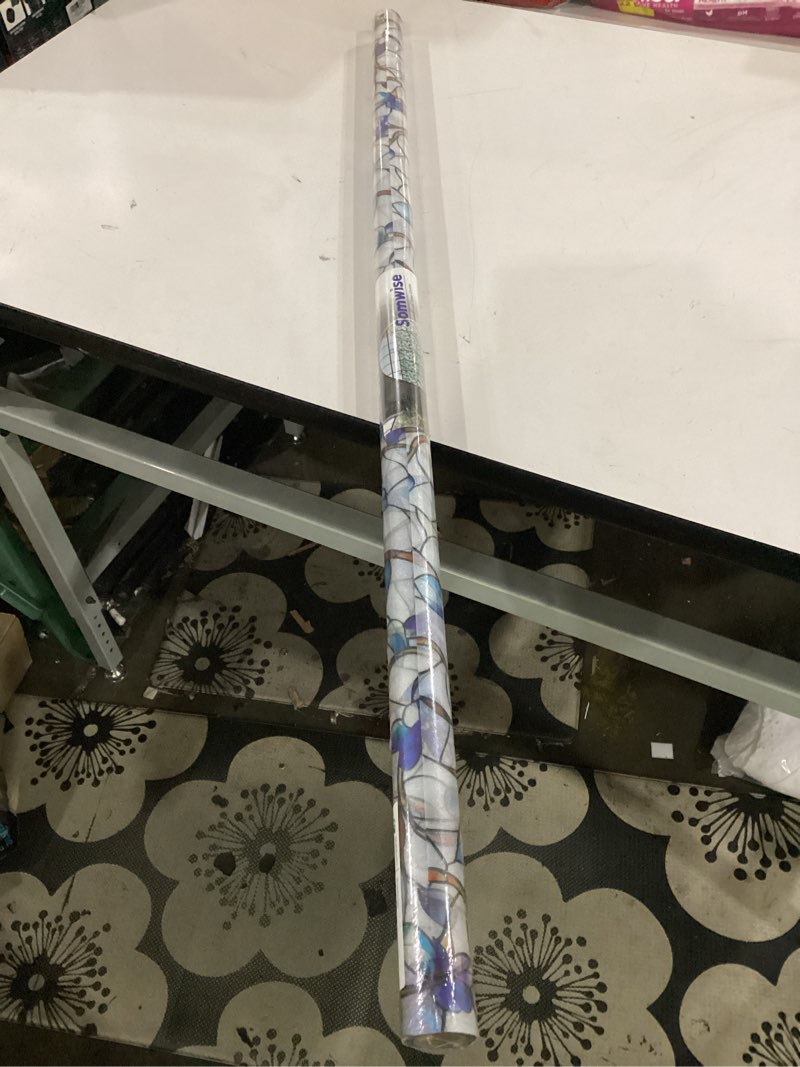 Condition photo showing Good Condition for somwise frosted glass window film, heat insulation, uv block, anti-glare, one way privacy tint, static cling for home bathroom door, renter friendly, day & night privacy blue 45*78.5