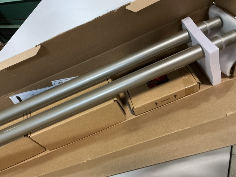 Condition photo showing Good Condition for KAMANINA 1 Inch Curtain Rod Telescoping Single Drapery Rod 28 to 48 Inches (2.3-4 Feet), 2 Pack Antique Silver Curtain Rods for Windows 16 to 44 Inches, Netted Texture Finials Antique Silver 28-48"(2Pack)