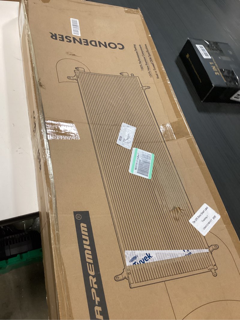 Condition photo showing As Is for a-premium air conditioning a/c condenser compatible with chevrolet g10 g20 g30 1992-1995, p30 1990-1992/1994-1999 & gmc g1500 g2500 g3500 1992-1995, p3500 1992