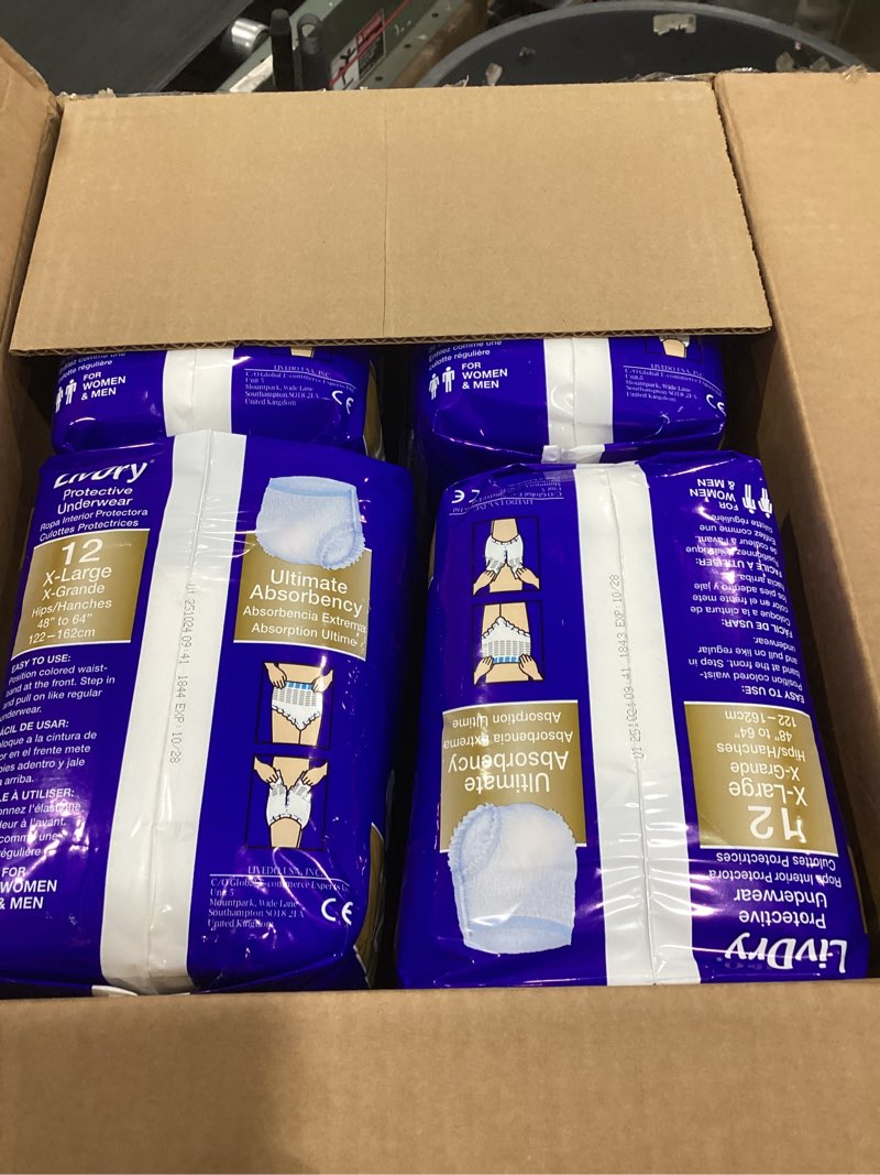 Condition photo showing New/Like New for LivDry Ultimate XL Adult Incontinence Underwear, High Absorbency, Leak Cuff Protection, X-Large, 48-Pack X-Large (48 Count)