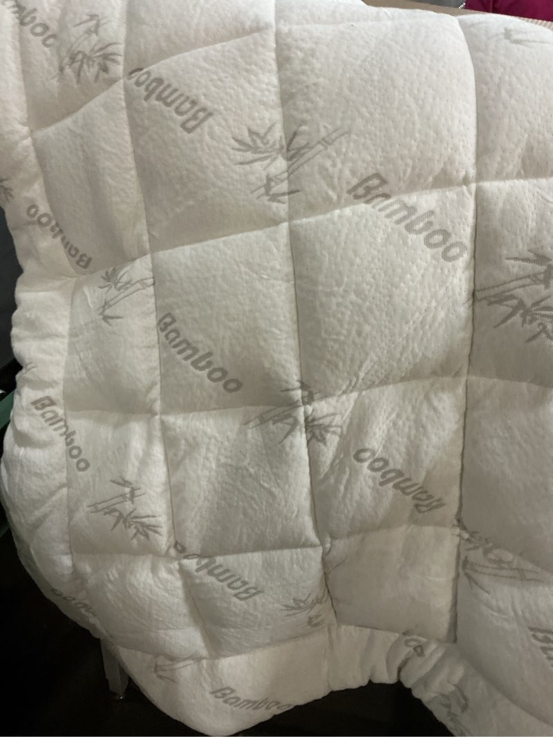 Condition photo showing Good Condition for Ultra Soft Twin Size Mattress Topper - Viscose Made from Bamboo Pillow Top Mattress Pad for Back Pain Relief - Naturally Cooling for Hot Sleepers, White White Twin