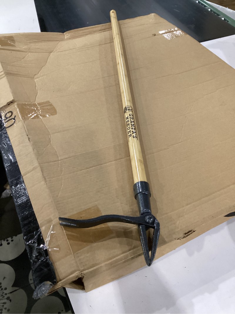 Condition photo showing Good Condition for grampa's weeder - the original stand up weed puller tool with long handle - made with real bamboo & 4-claw steel head design - easily remove weeds without bending, pulling, or kneeling.