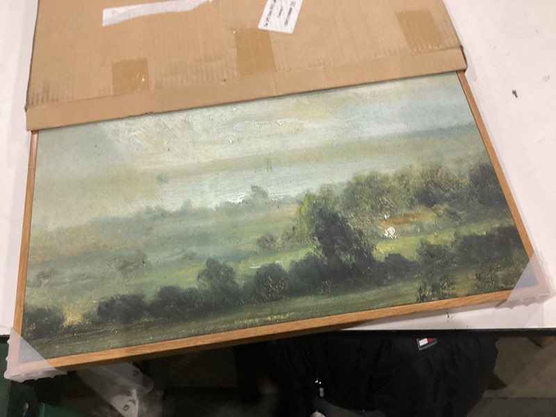 Condition photo showing Good Condition for insimsea square framed canvas wall art, landscape scenery sky cloud grassland canvas oil paintings home decor, wall art prints room decor for living room, bedroom, bedroom, office 20"x20" high cloudy sky 20"l x 20"w
