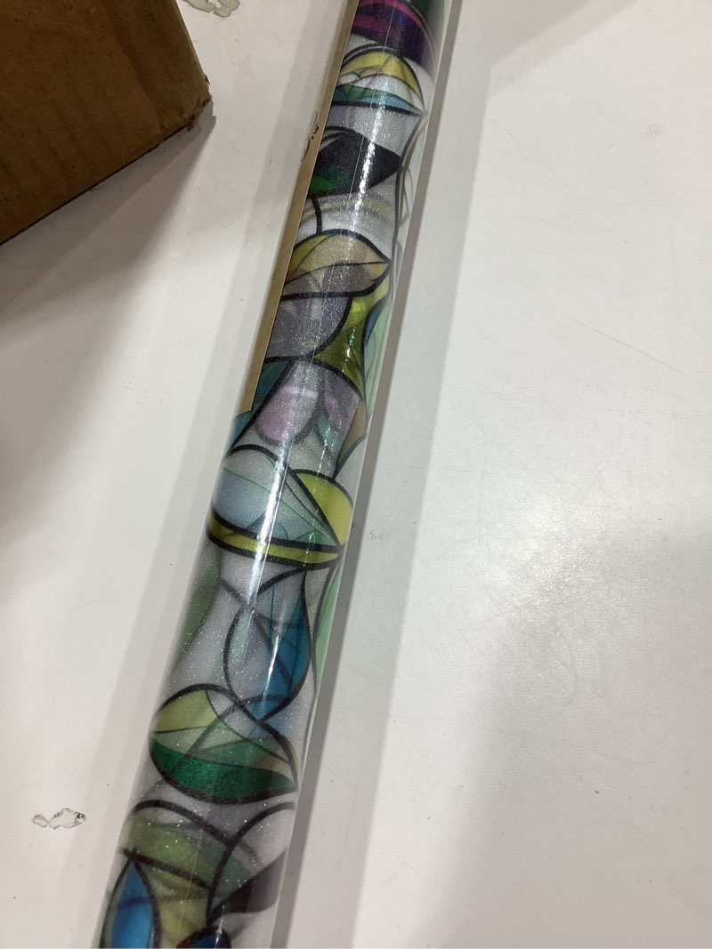 Condition photo showing New/Like New for window film, frosted privacy, one way tint, uv block, heat insulation, anti-glare, static cling, renter friendly for home bathroom door frosted purple flower 23.5*78.5