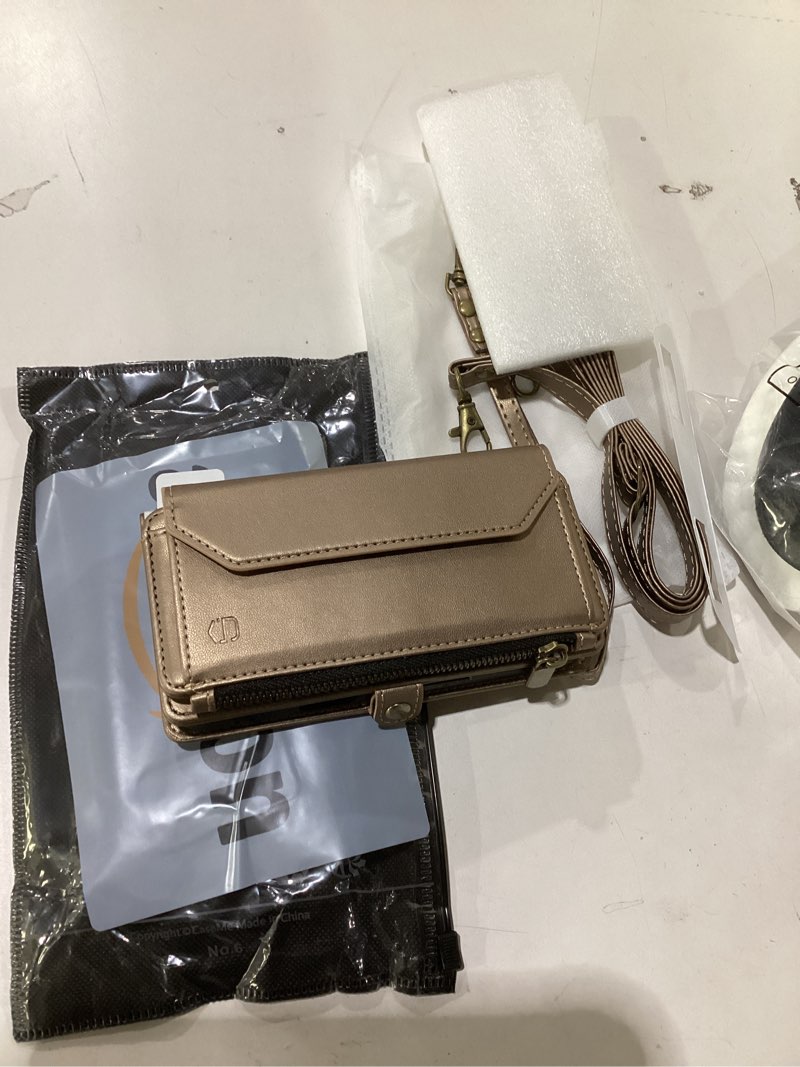 Condition photo showing New/Like New for Wallet Case Compatible with iPhone 16 6.1" RFID Blocking 7-Card Holder PU Leather Magnetic Snap Shoulder Strap Zipper Pocket Phone Case Fit for iPhone 16 for Women - Desert Titanium iPhone 16 - 6.1" Desert Titanium