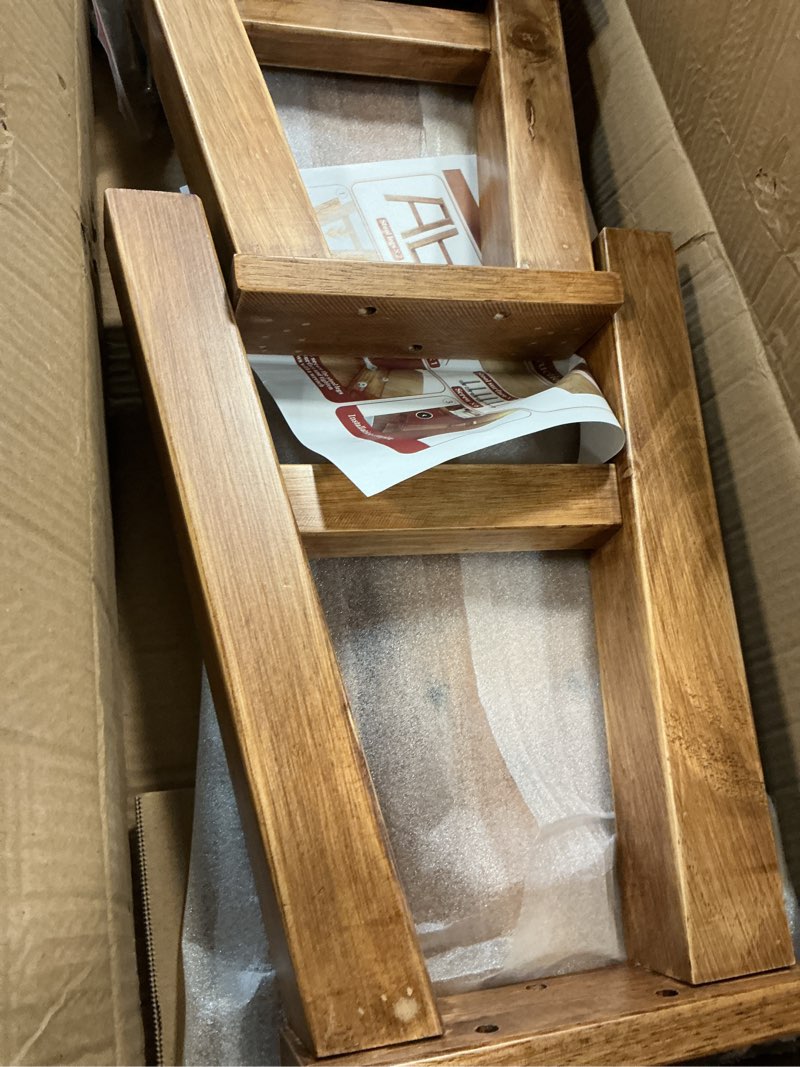 Condition photo showing Good Condition for rustic solid wood bench indoor, farmhouse entryway bench with sturdy legs, skinny narrow bench for dining/hallway/entry/foyer/end of bed (31.49 inch length) 31.49in