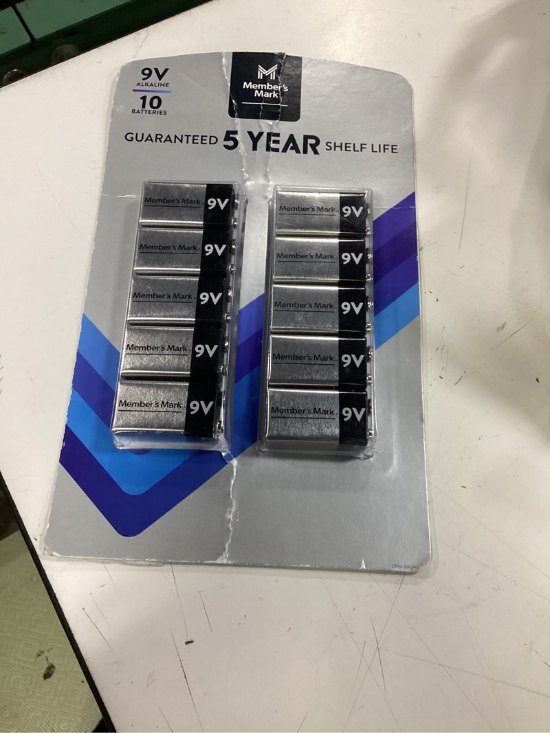 Condition photo showing New/Like New for member's mark 9v alkaline batteries, 10 pack