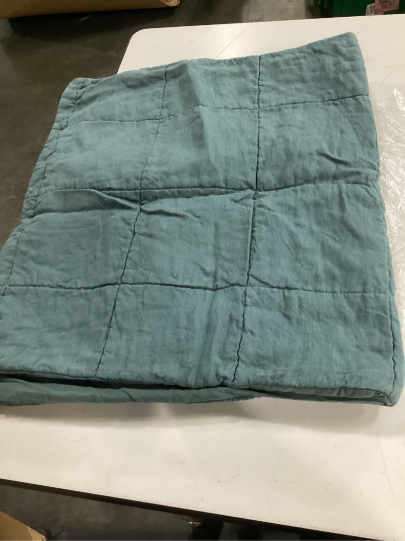Condition photo showing As Is for lightweight european linen box quilted sham ,set  / king, ocean
