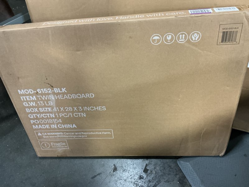 Condition photo showing New/Like New for modway mod-6152-blk sage twin metal headboard, black black twin