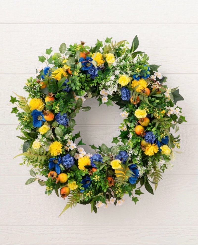 balsam hill outdoor summer breeze spring & summer wreath - 28" premium uv-protected floral door wrea