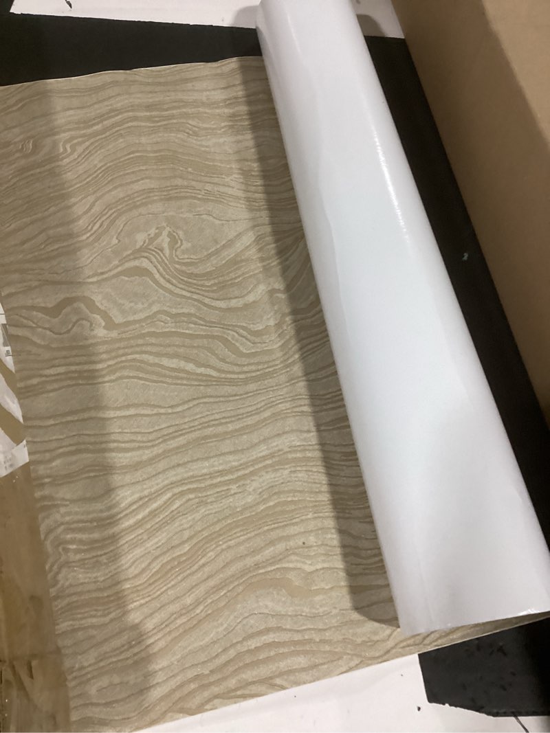 Condition photo showing Good Condition for gold khaki wood peel and stick wallpaper stripe, 20.8" x 118" (53cm x300cm), removable, self-adhesive, 3d, modern, rustic, industrial, bathroom, bedroom, decorating 20.8" x 118" gold khaki