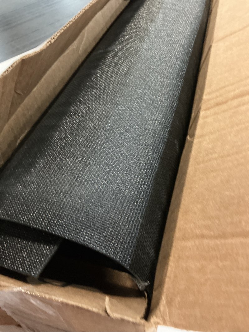 Condition photo showing As Is for olanly front door mat outside entrance 35x23, absorbent, heavy duty sturdy natural rubber doormat indoor outdoor, non-slip, stain and fade resistant, low profile floor mat for entryway, black green black green maze rectangular 35" x 23"