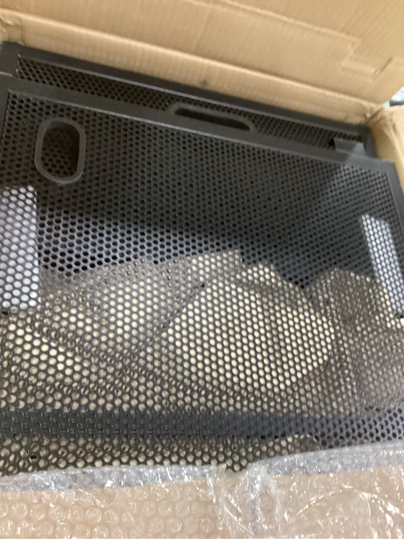 Condition photo showing Good Condition for DJ Facade Booth Table 41" x 21"-Portable with Black&White Lighting Scrims Flat DJ Booth Panel-Black Metal Frame with 2 Extra Wheels for Show, Party