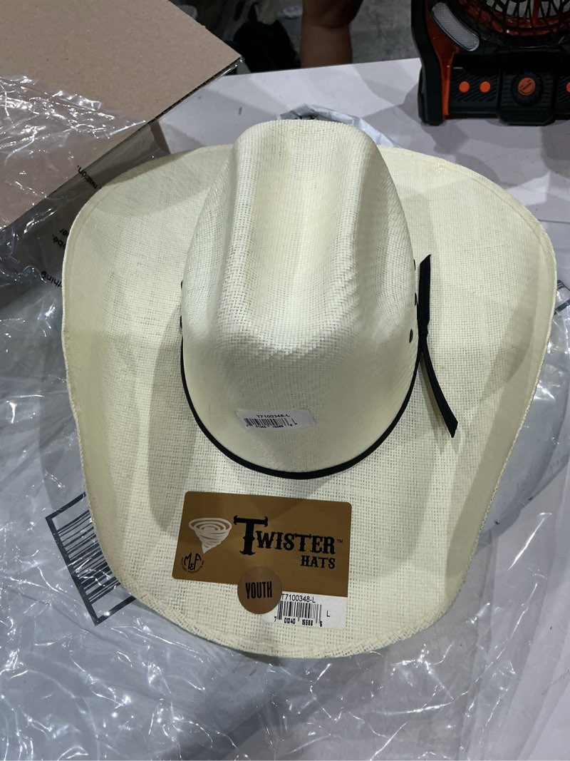 Condition photo showing As Is for twister kids chl crown straw hat