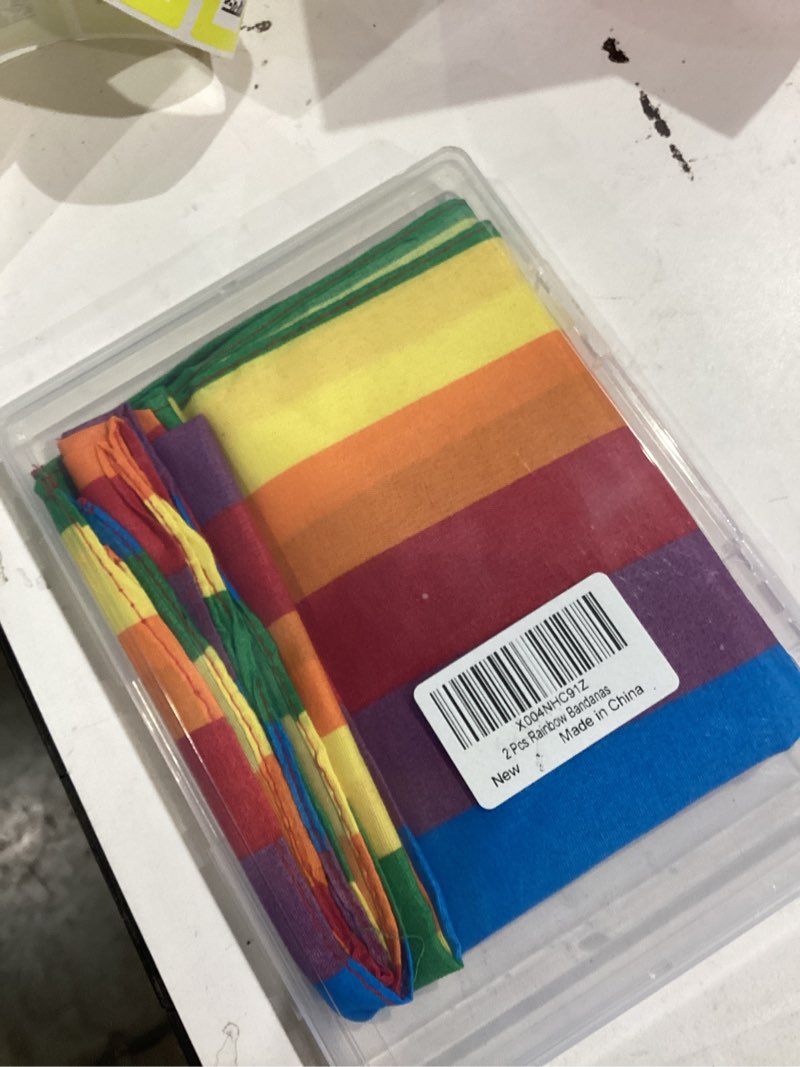 Condition photo showing Good Condition for 2 Pcs Rainbow Bandanas Cotton Headband Pride Square Stripes Scarf Headscarf Collar Party Supply Dog Pet Bandana Gay Lesbian LGBT Festivals Parade