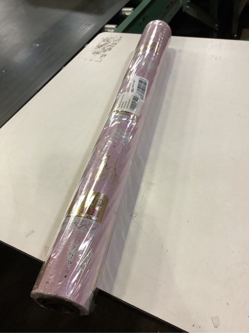 Condition photo showing New/Like New for WRAPAHOLIC Jumbo Reversible Christmas Wrapping Paper - 30 Inch X 100 Feet Jumbo Roll Pink House with Christmas Tree and Polka Dots Design with Metallic Foil Shine 30x1200 Inch (Pack of 1) Pink & Gold - House