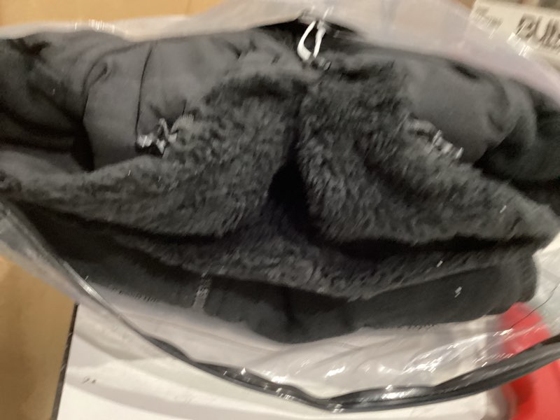 Condition photo showing As Is for Pioneer Camp Men's Polar Fleece Jacket Sherpa Lined Warm Full Zip Up Hoodie Heavyweight Winter Jacket with Hood Outerwear Black Large