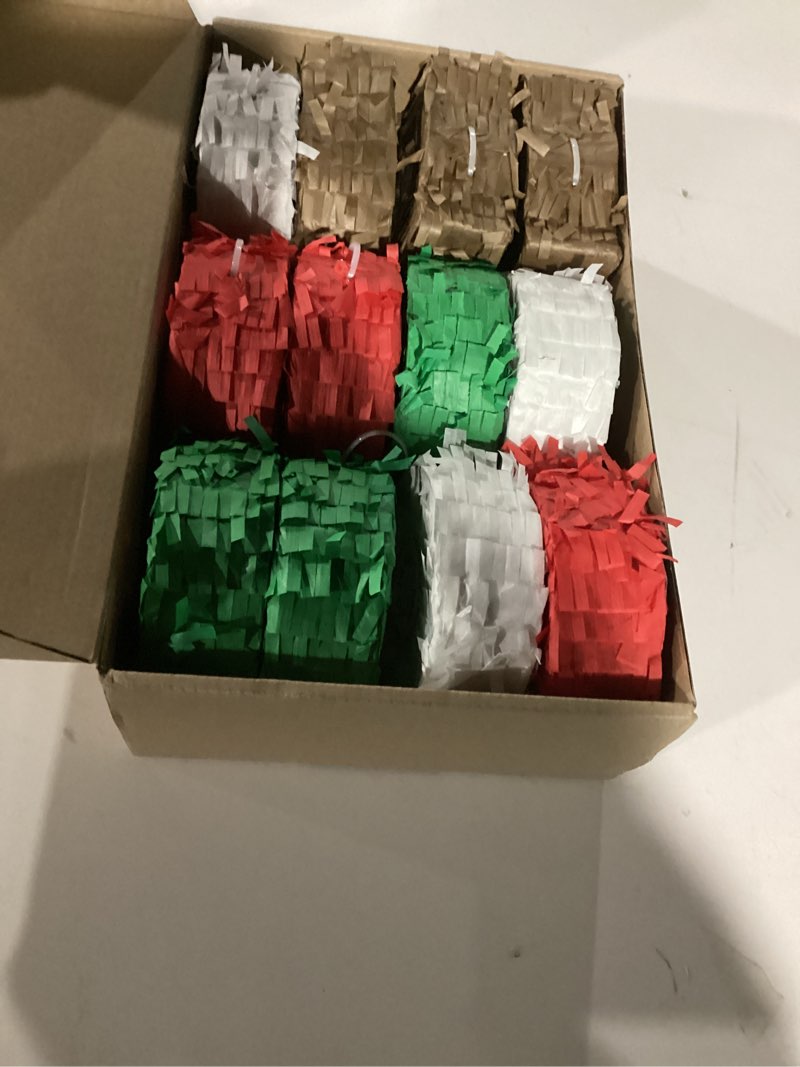 Condition photo showing Good Condition for Liliful 12 Pcs Mini Christmas Pinata Bulk Small Xmas Pinata Santa Claus Snowman Elf Elk Pinata Christmas Tree Decor Christmas Mexican Pinata for Birthday Christmas Holiday Decoration, 4 x 4 x 1.5''