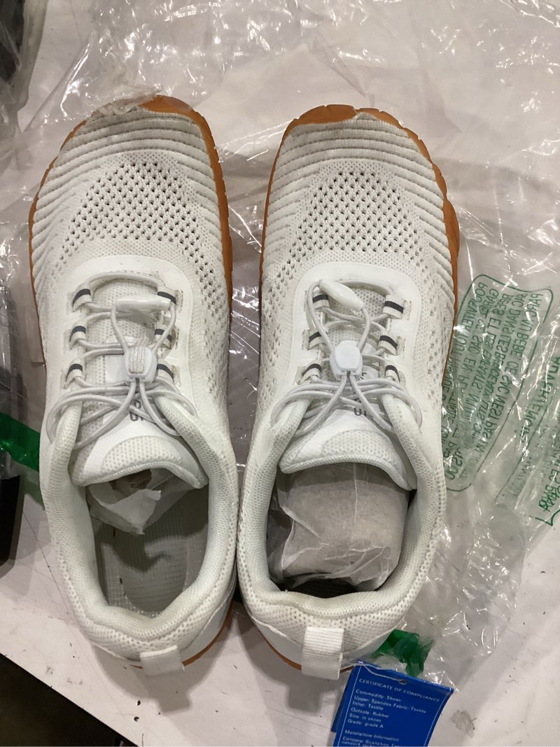 Condition photo showing As Is for watelves barefoot water shoes men women wide toe box minimalist gym sneakers zero drop walking shoes for training yoga beach hiking 10.5 women/9.5 men white