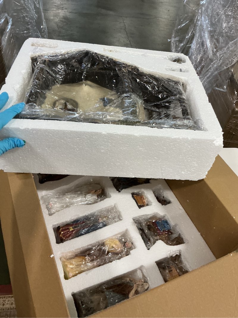 Condition photo showing New/Like New for Fovths 16 Pieces Lighted Nativity Sets for Christmas Indoor Deluxe Edition Lighted Stable Resin Nativity Set Religious Nativity Manger Tabletop Resin Figures Holiday Tabletop Decor Set -7 inches Scale