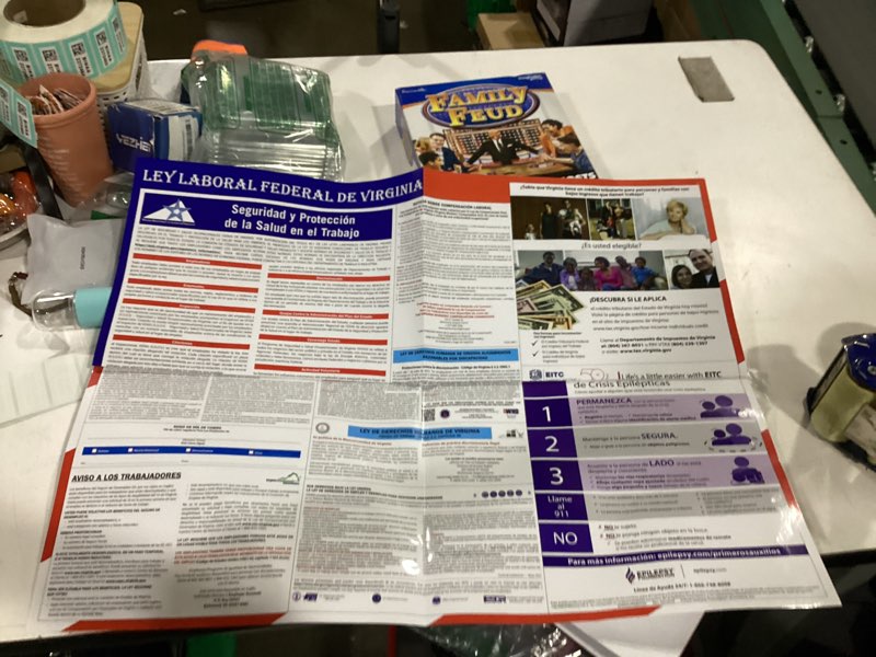 Condition photo showing New/Like New for 2026 virginia state and federal labor laws poster – osha compliant laminated 24" x 36" english and spanish bundle 2 pack folded