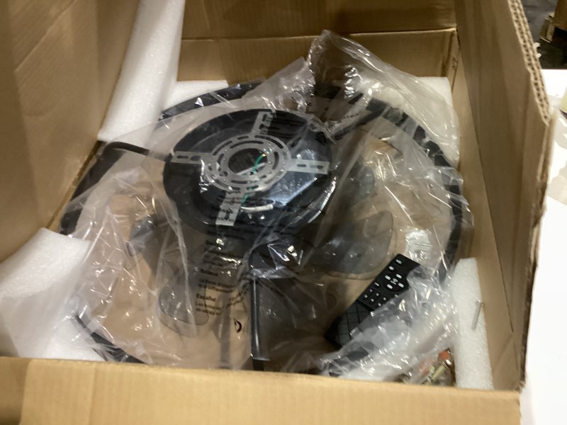 Condition photo showing As Is for Ceiling Fans with Lights and Remote, 20" Modern Low Profile Ceiling Fan, 6-Speed Quiet Reversible Motor, Flush Mount LED Fan Light,Stepless Dimmable for Bedroom & Kids Room (Black)