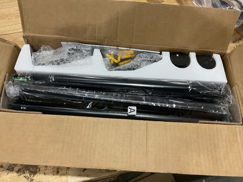 Condition photo showing New/Like New for yafex curtain rods 32-170 inch, heavy duty 1 inch adjustable curtain rod for windows, black extra long window treatment rods, modern design, easy installation 32" to 170" black