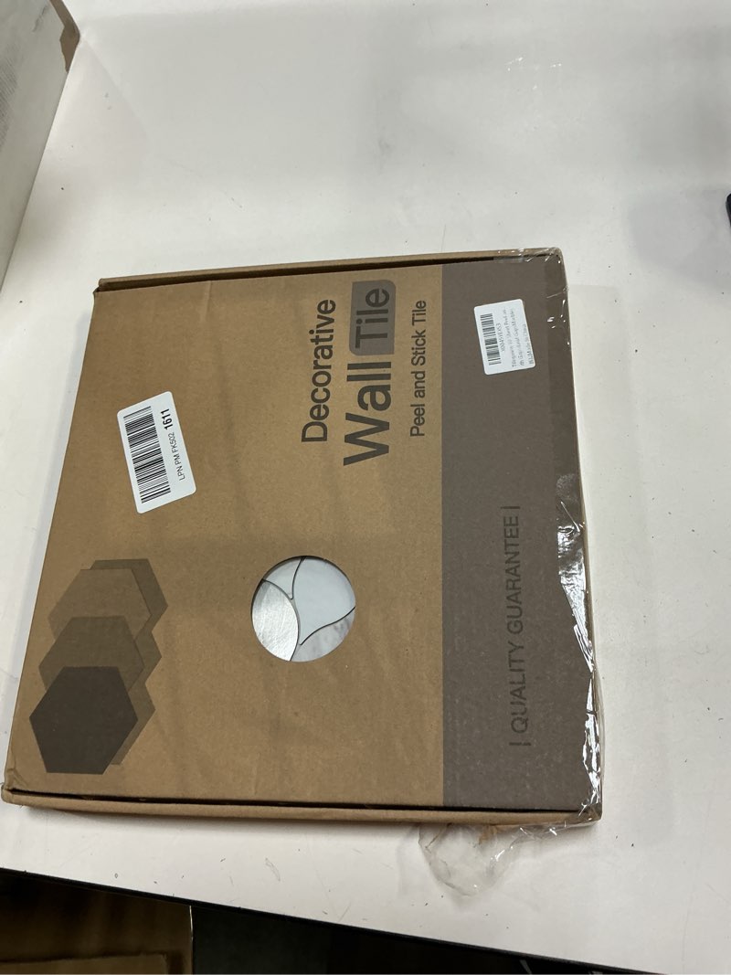 Condition photo showing New/Like New for Tilingview 10-Sheet Peel and Stick Backsplash Tile for Kitchen, Self-Adhesive Mosaic Leaf Shape PVC Mixed Metal Wall Tile with Gaps (Leaf Gaps Marble) 10 Leaf Gaps Marble