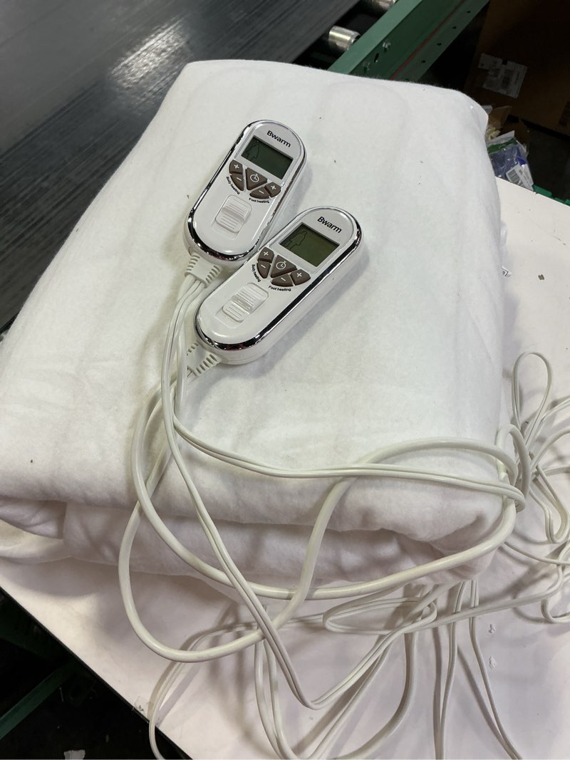 Condition photo showing As Is for Bwarm Premium Multi-Zone Electric Heated Mattress Pad King Size, 78" x 80", Dual Controllers, 9 Heat Settings, 1-12 Hours Auto Off, Individual Body and Feet Settings, Machine Washable