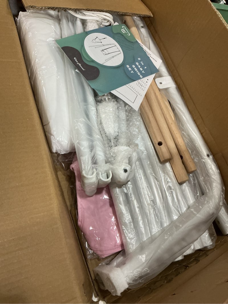 Condition photo showing Good Condition for 2-in-1 baby jumper & swing - foldable stand, stable toddler swing set for indoor & outdoor use (pink)