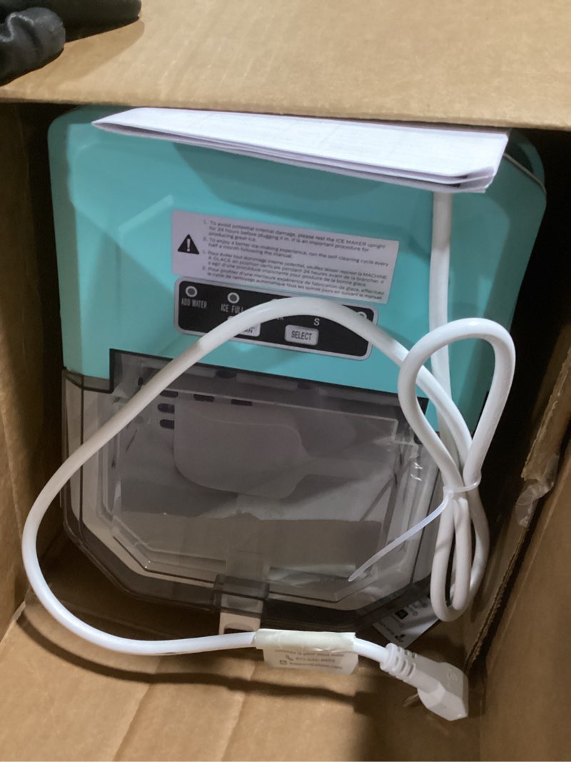 Condition photo showing Good Condition for silonn ice maker countertop, portable ice machine with carry handle, self-cleaning ice makers with basket and scoop, 9 cubes in 6 mins, 26 lbs per day, ideal for home, kitchen, camping, rv black 26 lbs