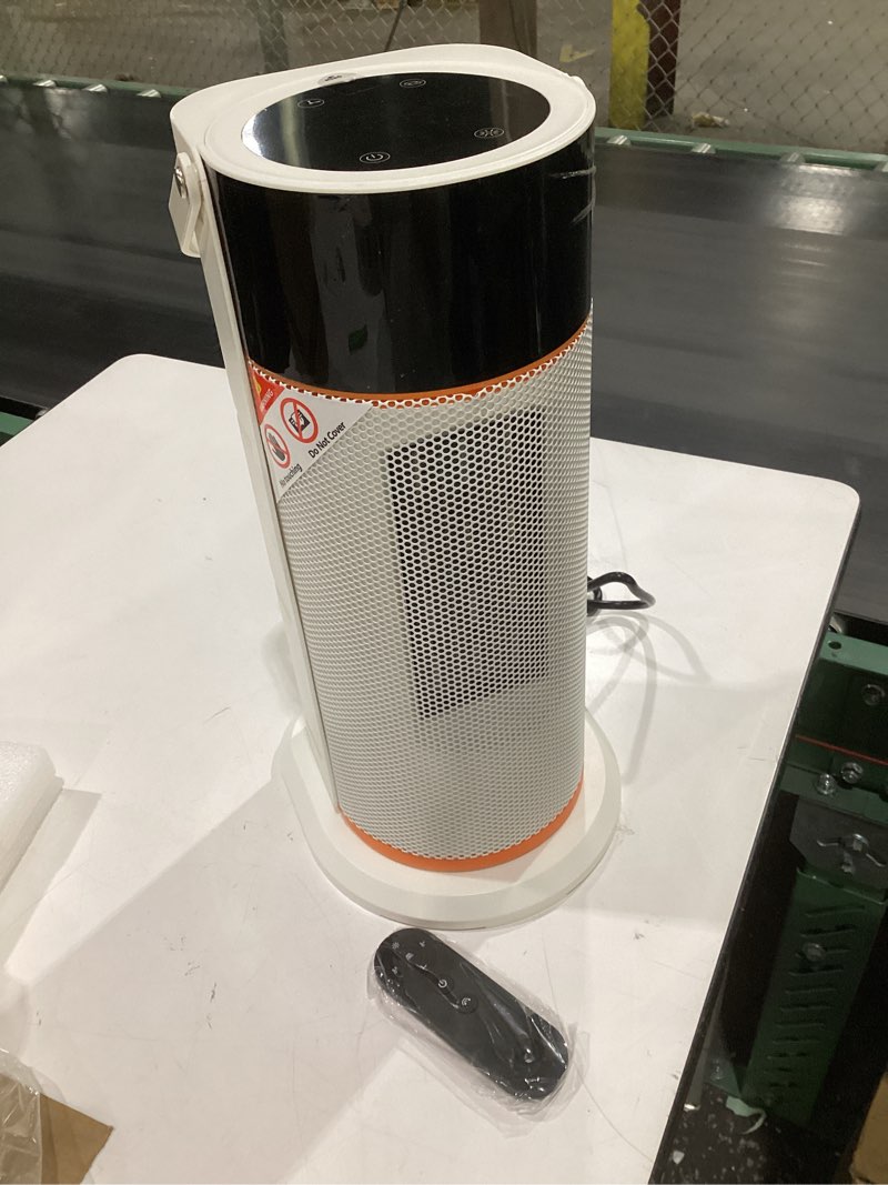 Condition photo showing Good Condition for space heater - 1500w portable space heaters for indoor use, ptc ceramic electric heater with remote, 4 modes, 9h timer, low noise, 70°oscillation, overheat & tip-over protection for office home white