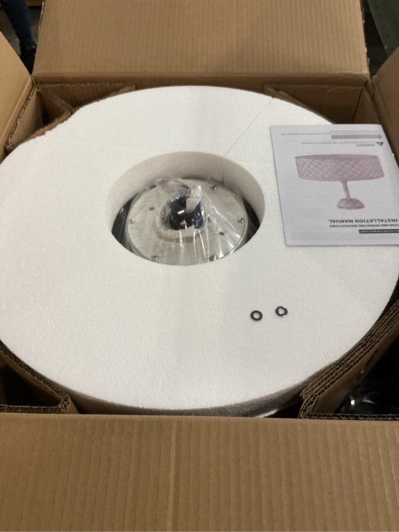 Condition photo showing New/Like New for Phrylix White Fandelier Ceiling Fan with Light, 20" Caged White Chandelier Ceiling Fans with Lights Remote Control, Fabric Mid-Century Modern with 6 Speeds for Bedroom, Nursery, Living Room.