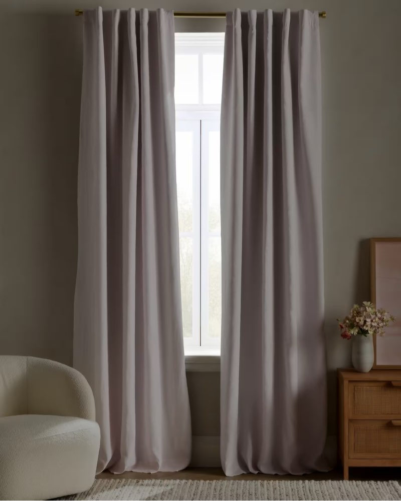 quince european linen true blackout curtain - single panel 1 bintage blush 48 in x 84 in 