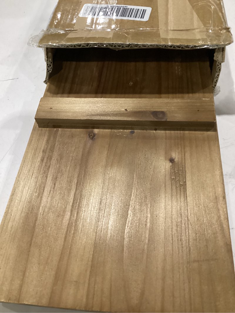 Condition photo showing As Is for sofe rectangular long narrow tray table centerpiece - wood serving tray with handles - 25 inch large serving platters for entertaining - rustic wood decorative tray for home room decor brown