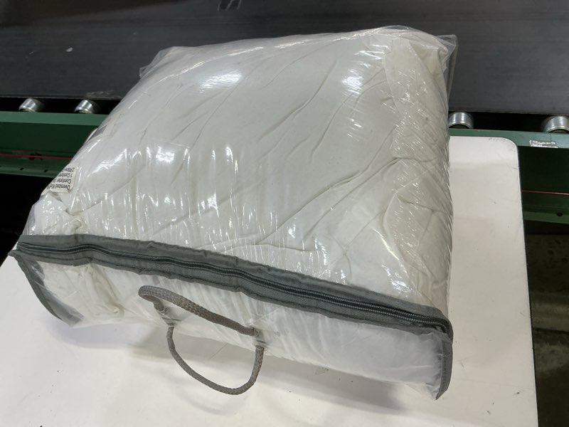 Condition photo showing Good Condition for sanracie california king comforter set 128" x 120", cotton white soft breathable 3pcs bedding sets farmhouse french country shabby vintage ruffled bedding comforter sets for all season oversized king plus(128"x120") white