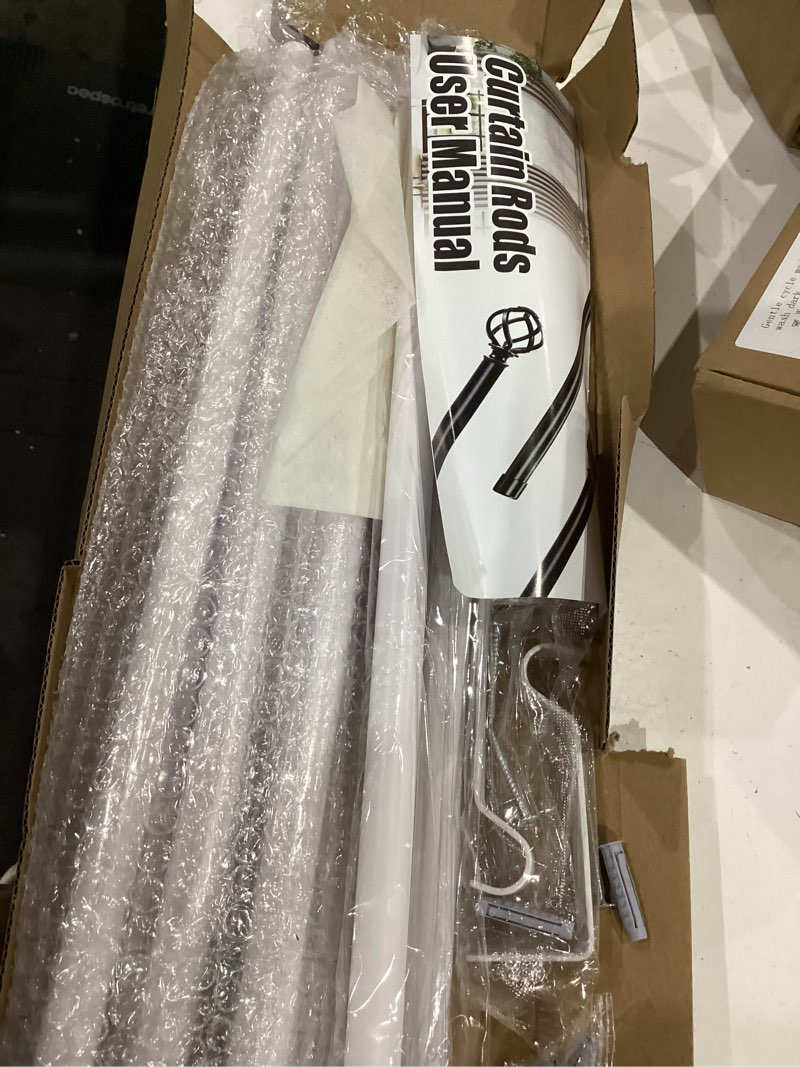 Condition photo showing Good Condition for white curtain rods for windows 28-48 inch, 2 pack 5/8" curtain rod set with brackets, splicing adjustable curtain rod for bedroom, kitchen, living room, matte white 2 pack (28 - 48 inch) white