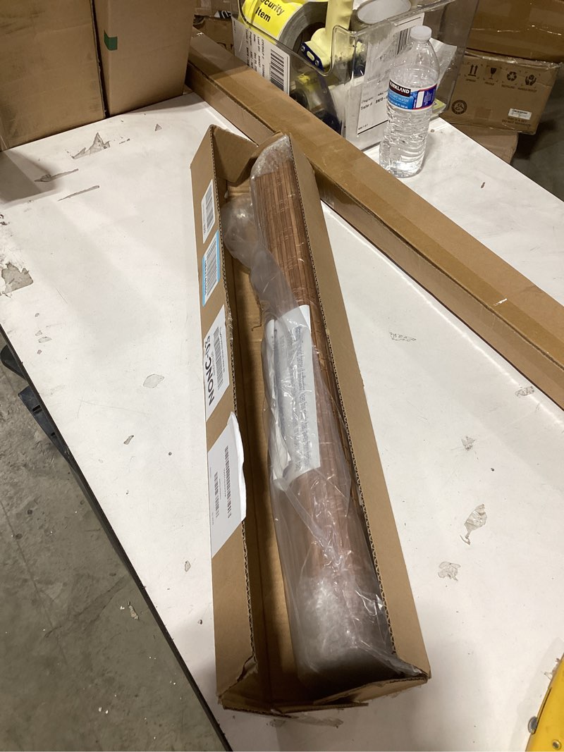 Condition photo showing New/Like New for LazBlinds No Tools No Drill Bamboo Roller Shades, Cordless Bamboo Blinds, Light Filtering Roll Up Blinds for Windows, French Door, Porch or Patio, 26'' W x 40'' H, Ceylon Light Russet Ceylon Light Russet 26'' W x 40'' H