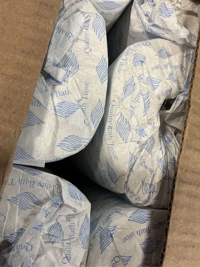 Condition photo showing New/Like New for gen standard bath tissue, white toilet paper, 2-ply, 4 x 3, 400 sheets/roll, individually wrapped, commercial case of 96 rolls, fits standard-roll dispensers, strong and reliable