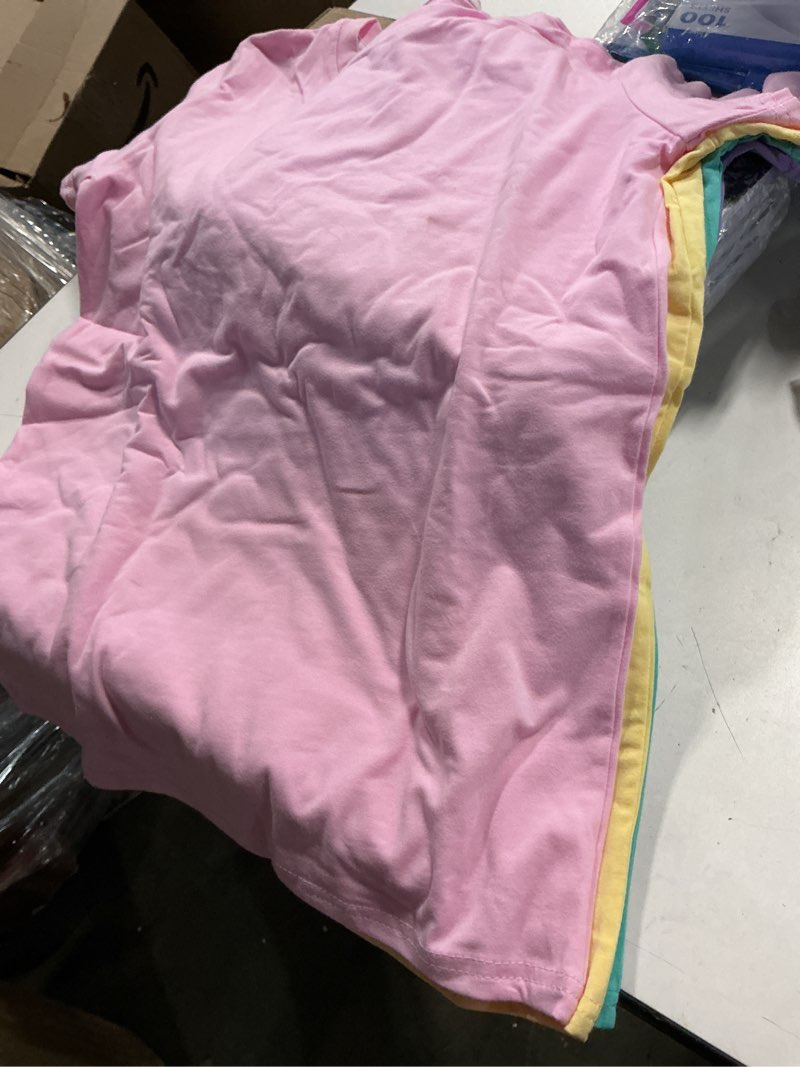 Condition photo showing Good Condition for hoevou 4 pack girls shirts cotton short sleeve shirts for girls kids t-shirts tees summer tops 10-12 years purple, pink, yellow, mint green